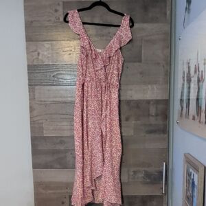 Socialite Asymmetrical Pink Floral Dress